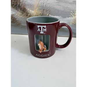Texas A&M Aggies Maroon Ceramic Mug with Spinning Reveille Mascot Figure Cup